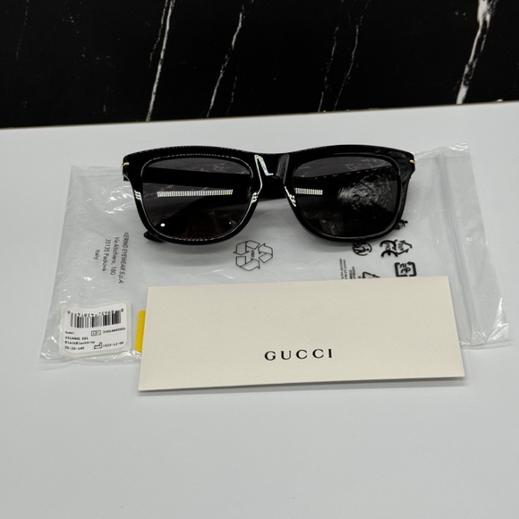 NEW GG1444S 001 GUCCI BLACK GREY SQUARE UNISEX GUCCI SUNGLASSES - Picture 13 of 14
